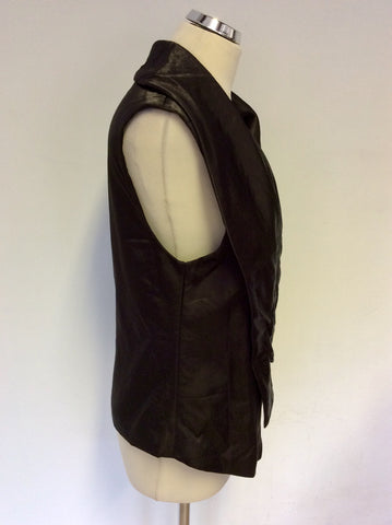 SONJA MAROHN DARK BROWN WRAP ACROSS SLEEVELESS TOP & LONG ASYMETIC SKIRT SIZE 12