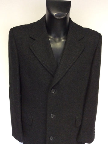 BURBERRY’S CHARCOAL WOOL CLASSIC FORMAL COAT SIZE 38