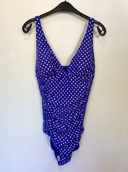BRAND NEW MARKS & SPENCER BLUE & WHITE SPOT SWIMSUIT SIZE 20 LONG