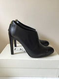 LK BENNETT BLACK LEATHER ZIP HEEL TRIM SHOE BOOTS SIZE 4/37