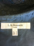 LK BENNETT LAVINIE TEAL & BLACK LACE SPECIAL OCCASION PENCIL DRESS SIZE 12