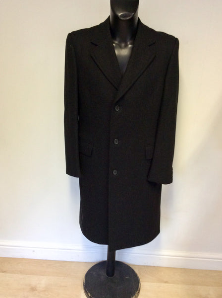 BURBERRY’S CHARCOAL WOOL CLASSIC FORMAL COAT SIZE 38