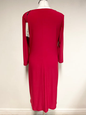 BRAND NEW ROMAN ORIGINALS RED 3/4 LENGTH SLEEVES STRETCH JERSEY DRESS SIZE 16