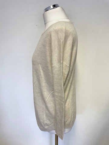 PURE COLLECTION CREAM 100% SUPERFINE CASHMERE LONG SLEEVE JUMPER SIZE 12