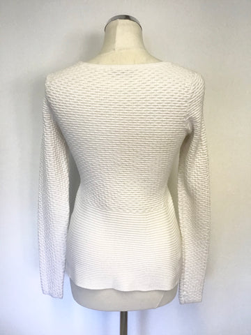 HUGO BOSS WHITE COTTON BLEND LONG SLEEVE JUMPER SIZE S