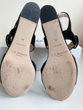 LK BENNETT BLACK SUEDE WEDGE HEEL SANDALS SIZE 6/39