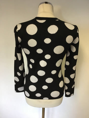 ARMANI JEANS BLACK & WHITE SPOT CREW NECK LONG SLEEVE JUMPER SIZE 10