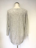 HOBBS LIGHT GREY SEQUINNED V NECK 3/4 SLEEVE JUMPER SIZE M
