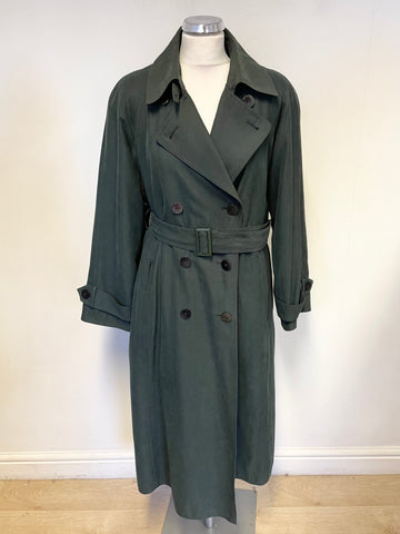 CLOUD NINE DARK GREEN BELTED LONG SLEEVED TRENCH COAT SIZE M