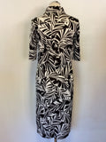JAEGER BLACK & IVORY PRINT SHORT SLEEVE DRESS SIZE 10