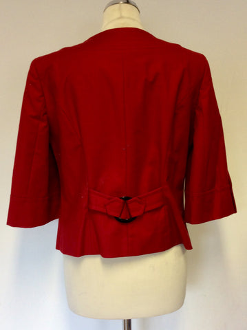 MARKS & SPENCER AUTOGRAPH RUBY RED 3/4 SLEEVE COTTON JACKET SIZE 14
