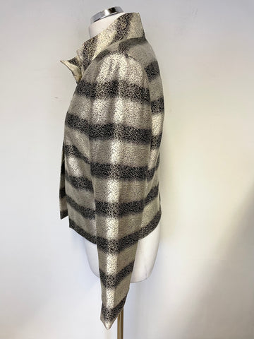 GINA BACCONI BLACK & SILVER WITH METALLIC THREAD STRIPE SPECIAL OCCASION & EVENING JACKET SIZE 16