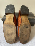 KINGSMILL TAN PLAITED WEAVE ITALIAN ALL LEATHER SLIP ON SHOES SIZE 7/40