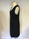 HOBBS BLACK SLEEVELESS V NECK PENCIL DRESS SIZE 14