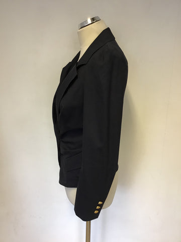 VIVIENNE WESTWOOD NAVY BLUE WOOL PLEATED TRIM FITTED JACKET SIZE 40 UK 8