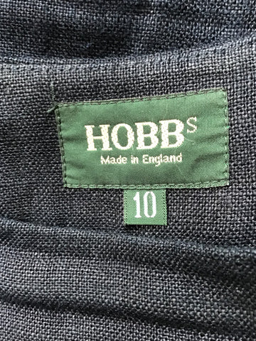 HOBBS NAVY BLUE LINEN WIDE LEG TROUSERS SIZE 10
