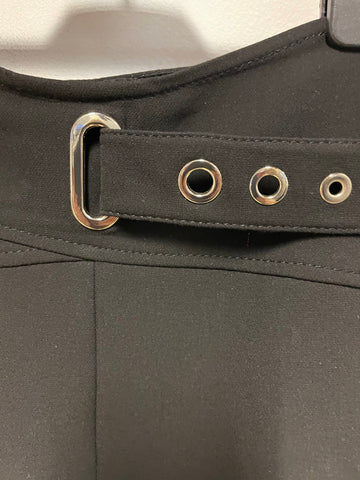 KAREN MILLEN BLACK HIGH RISE BUCKLE TRIM TAPERED LEG TROUSERS SIZE 10