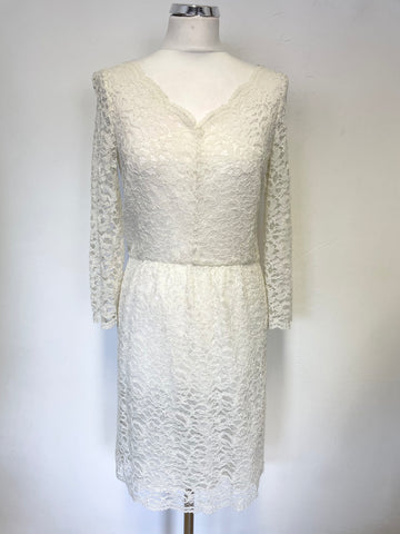 THE KOOPLES IVORY LACE 3/4 SLEEVE PENCIL DRESS SIZE M UK 10