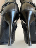 MICHAEL KORS CHEYENNE BLACK LEATHER BUCKLE TRIM HEELED KNEE LENGTH BOOTS SIZE 6/39