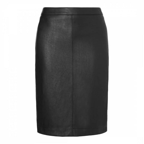LK BENNETT AGAVE BLACK FAUX LEATHER FRONT PENCIL SKIRT SIZE 8