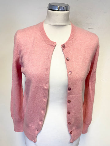 MARKS & SPENCER AUTOGRAPH 100% CASHMERE BUBBLEGUM PINK LONG SLEEVED CARDIGAN SIZE 10