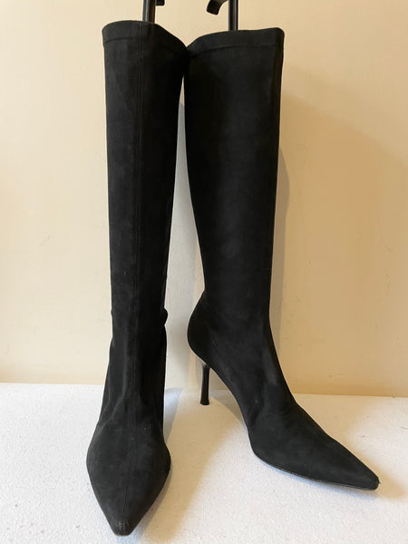 LK BENNETT BLACK SUEDE STRETCH SOCK BOOTS SIZE 7/40