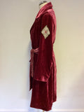AVOCA ANTHOLOGY DEEP PINK CRUSHED VELVET COAT WITH EMBROIDERED TIE BELT SIZE 3 UK 14
