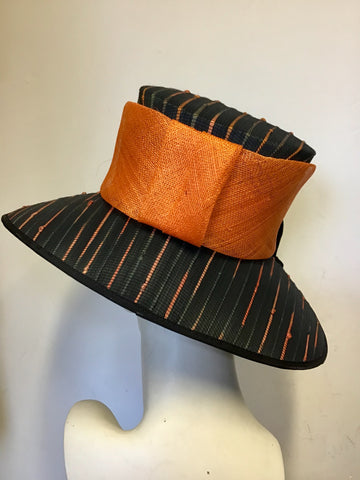 NIGEL RAYMENT BLACK & ORANGE  WEAVE FORMAL HAT ONE SIZE