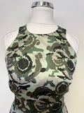 VERSACE COLLECTION GREEN,SILVER & BLACK SATIN SLEEVELESS PENCIL DRESS SIZE 40 U8