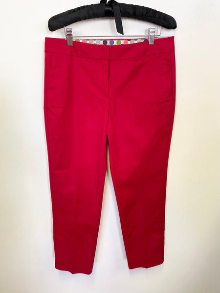 BODEN RED COTTON TAPERED LEG CROPPED TROUSERS SIZE 12R