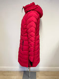 MARKS & SPENCER RED PADDED WARM COAT WITH DETACHABLE HOOD SIZE 14