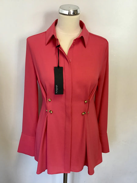 BRAND NEW MARKS & SPENCER AUTOGRAPH WATERMELON PLEATED STUD TRIM SHIRT SIZE 8