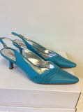 JACQUES VERT TURQOUISE SATIN SLINGBACK HEELS SIZE 7.5/41 & MATCHING BAG