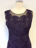 PHASE EIGHT AUBERGINE NET APPLIQUÉ OVERLAY PENCIL DRESS SIZE 10