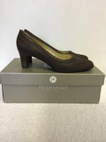 BRAND NEW PETER KAISER BROWN NUBUCK LEATHER HEELS SIZE 4/37