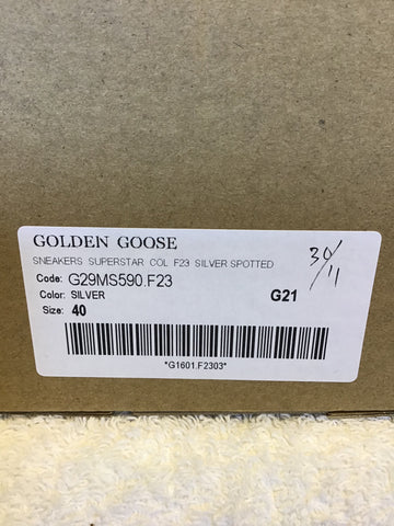 BRAND NEW GOLDEN GOOSE SUPERSTAR SILVER METALLIC & BLACK SUEDE TRIM TRAINERS SIZE 7.5/41 BUT FIT UK 7