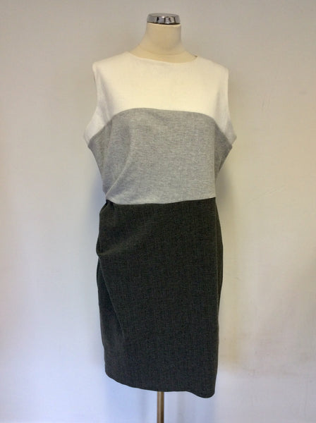 BRAND NEW PHASE EIGHT GREY & WHITE COLOUR BLOCK PENCIL DRESS SIZE 18