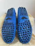 LAURENT EFFEL ST BARTH ROYAL BLUE MOLESKIN LEATHER FLAT LOAFERS SIZE 6/39
