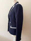 TOMMY HILFIGER NAVY BLUE & WHITE TRIM BLAZER SIZE 8 UK 12