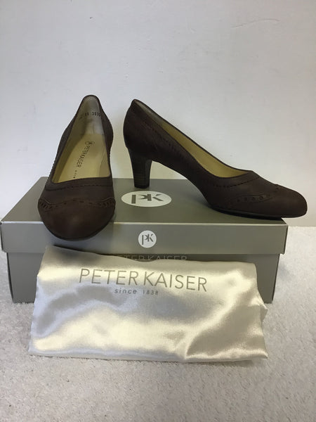 BRAND NEW PETER KAISER BROWN NUBUCK LEATHER HEELS SIZE 4/37