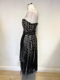 PHASE EIGHT BLACK & SILVER FIT & FLARE SLEEVELESS SPECIAL OCCASION DRESS SIZE 14