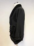 CREA CONCEPT BLACK WOOL PART KNIT 3/4 SLEEVE LIGHTWEIGHT JACKET SIZE 38 UK 12