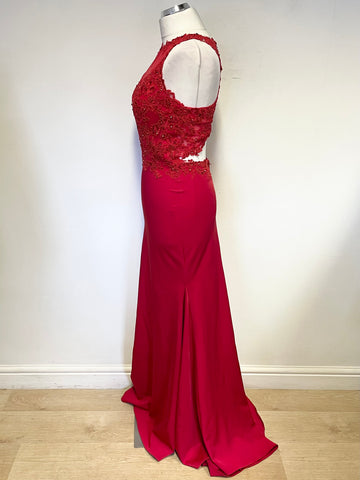 PROM FROCKS RED BEADED & SEQUINNED PROM DRESS SIZE 8