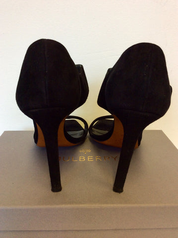 MULBERRY BLACK SUEDE WILLOW HIGH HEEL SANDALS SIZE 7/40