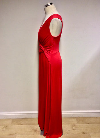 PHASE EIGHT RED STRETCH JERSEY LONG MAXI DRESS SIZE 12