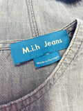 DESIGNER M.I.h JEANS LIGHT BLUE DENIM SLEEVELESS BELTED FIT & FLARE DRESS SIZE S