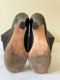 HOBBS BLACK LEATHER MINNIE LACE TIE HEELS SIZE 5/38