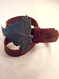 DIESEL TAN BROWN LEATHER WITH PEWTER LEAF STUD FASTEN BELT SIZE 34”