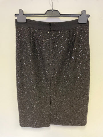 BRAND NEW BODEN BLACK WOOL BLEND SEQUINNED PENCIL SKIRT SIZE 12L