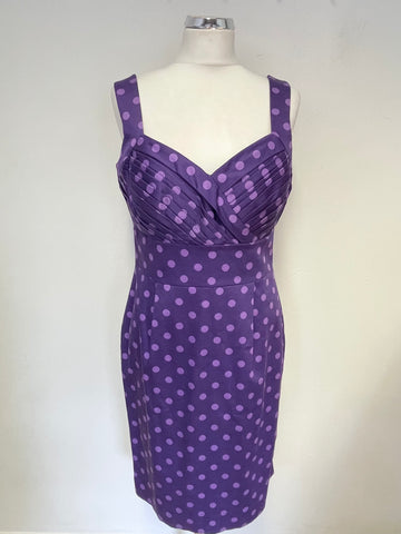 BRAND NEW WITH TAGS HOBBS INVITATION PIPA AMETHYST SPOT SLEEVELESS PENCIL DRESS SIZE 12